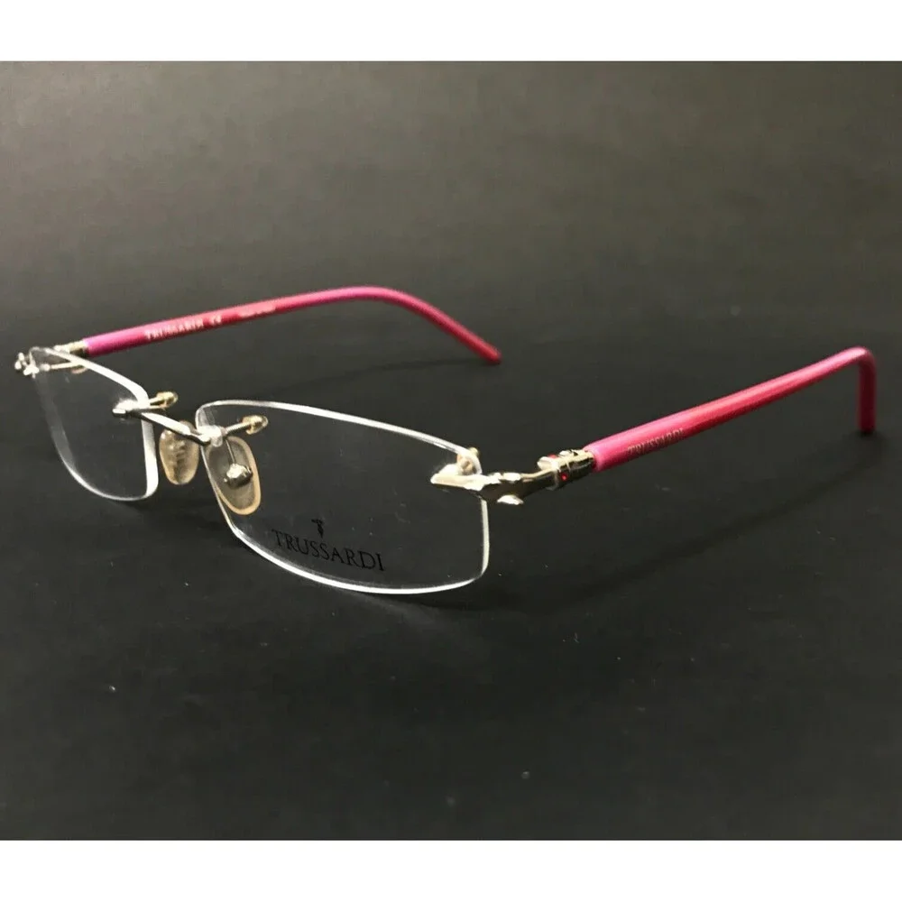 Trussardi Eyeglasses Frames TE 10831 A97 Pink Silver Rectangular 52-17-130